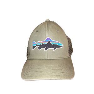 PATAGONIA Fish Snapback Hat Cap Logo Green Trucker Cotton Adjustable